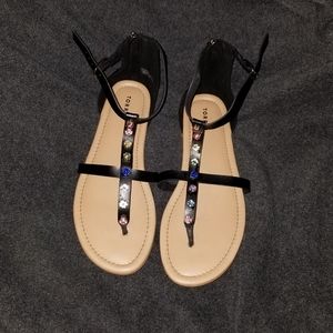 Torrid Celebrate Love Rainbow Rhinestone T-Strap Sandal (WW)